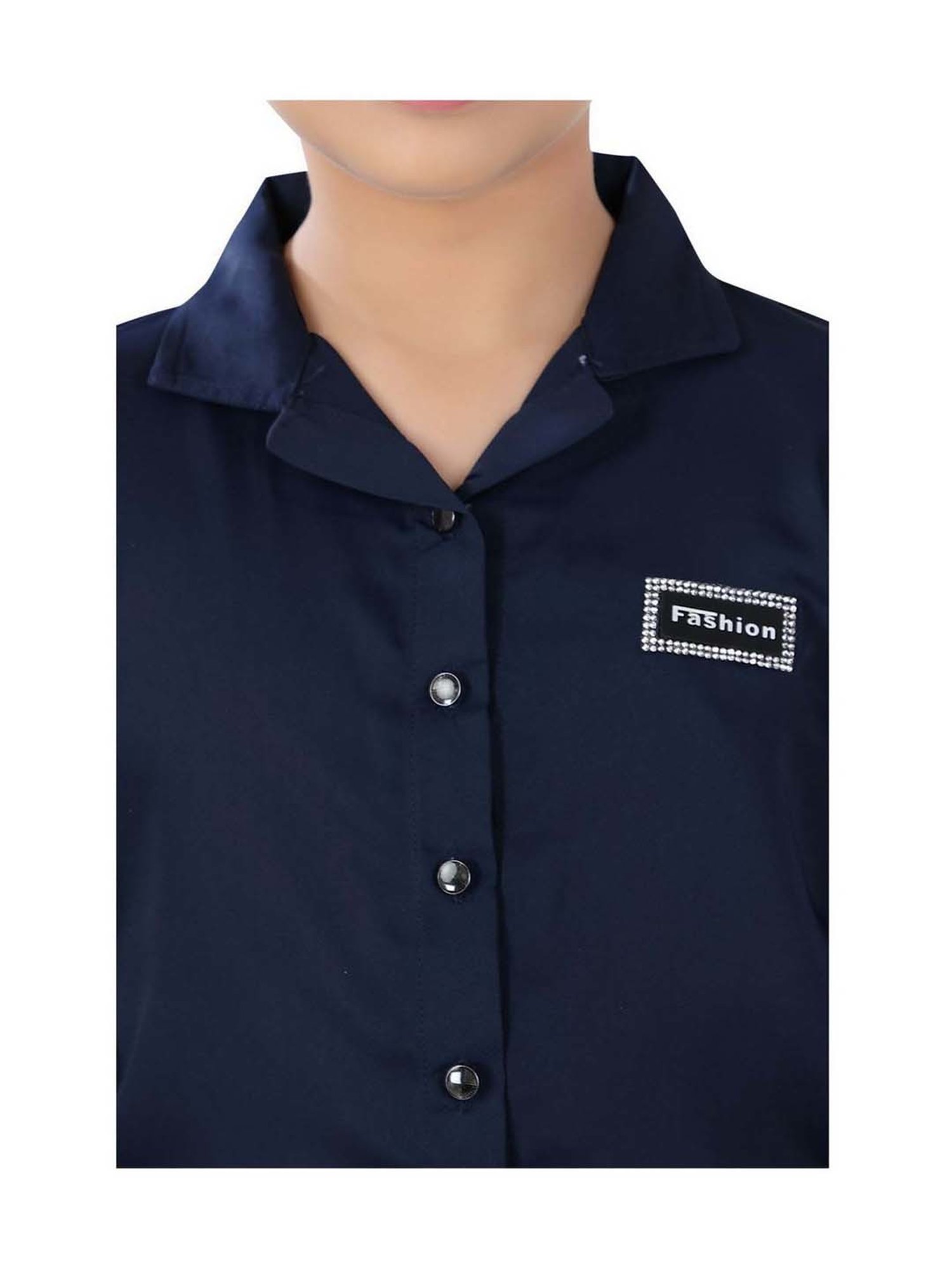 poplins Kids Blue Cotton Regular Fit Full Sleeves Top