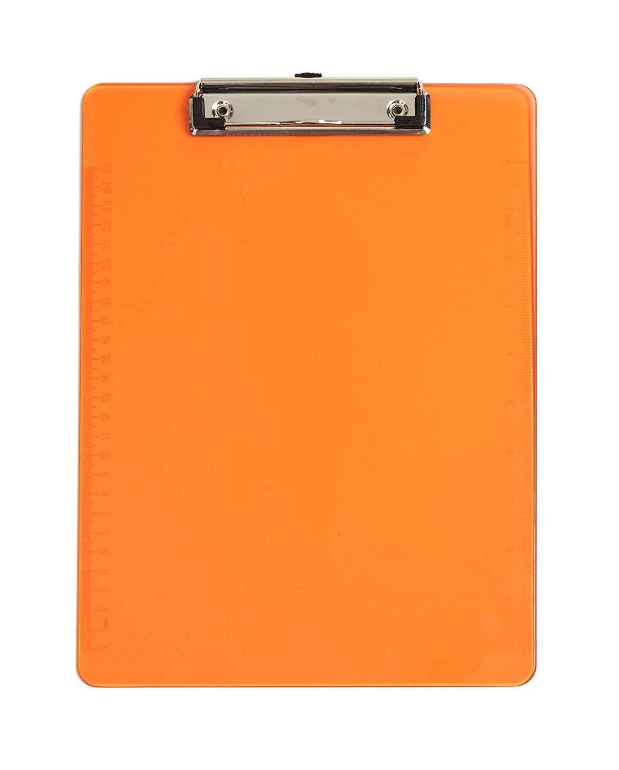 6 Pack Assorted Transparent Color Plastic Clipboards, 2.3mm Heavy Duty Board, Low Profile Clip, Clipboards for classrooms, Offices, Restaurants, Doctor Offices, 6 Plastic Clipboard Pack