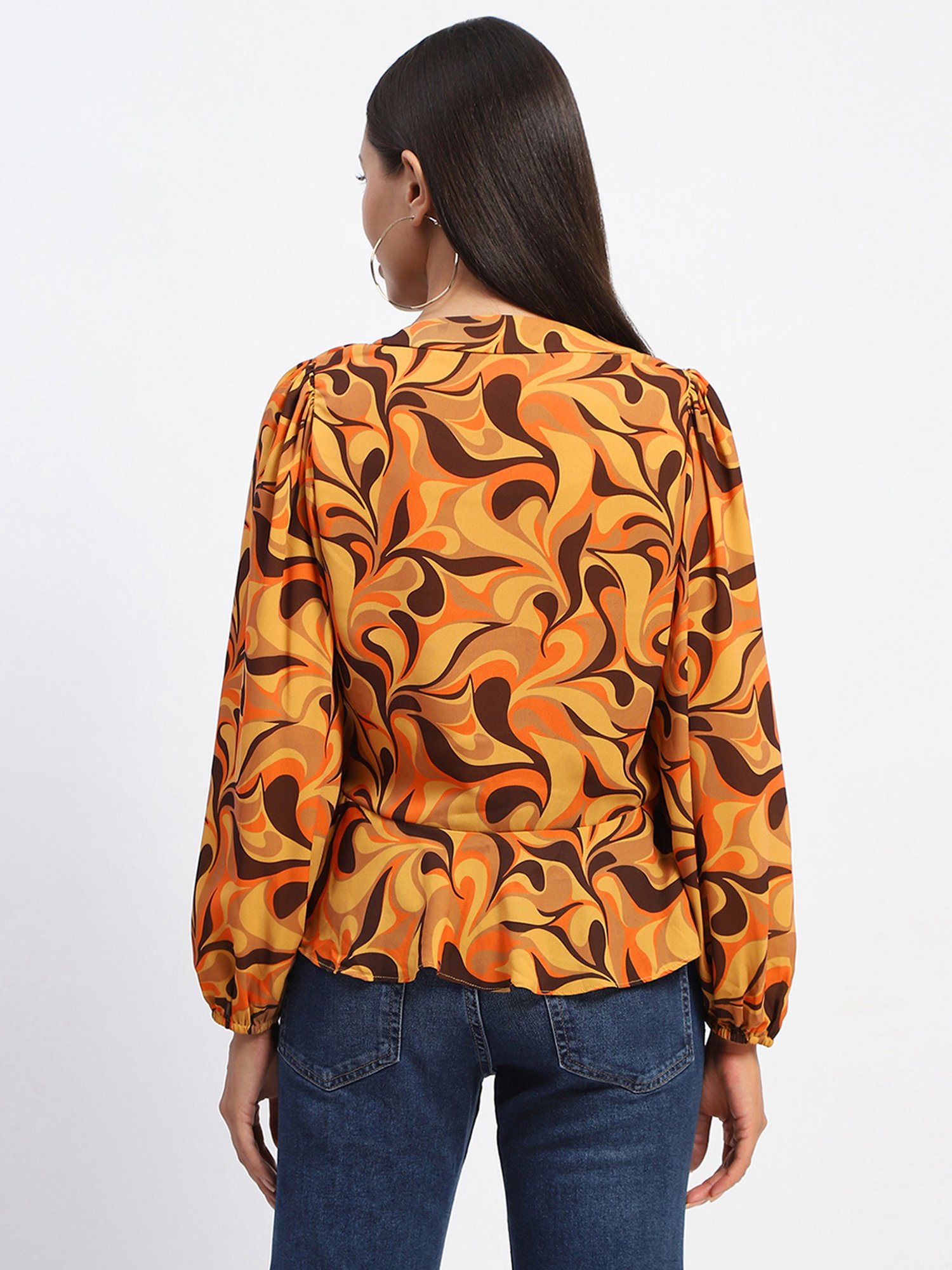 MADAME Yellow Printed Top