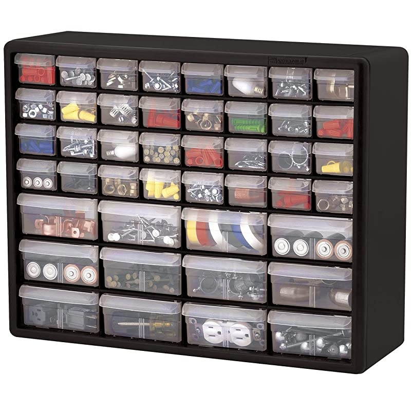 44 Drawer 10144 Plastic Parts Storage Hardware and Craft Cabinet 20Inch W x 6Inch D x 16Inch H Black 1Pack