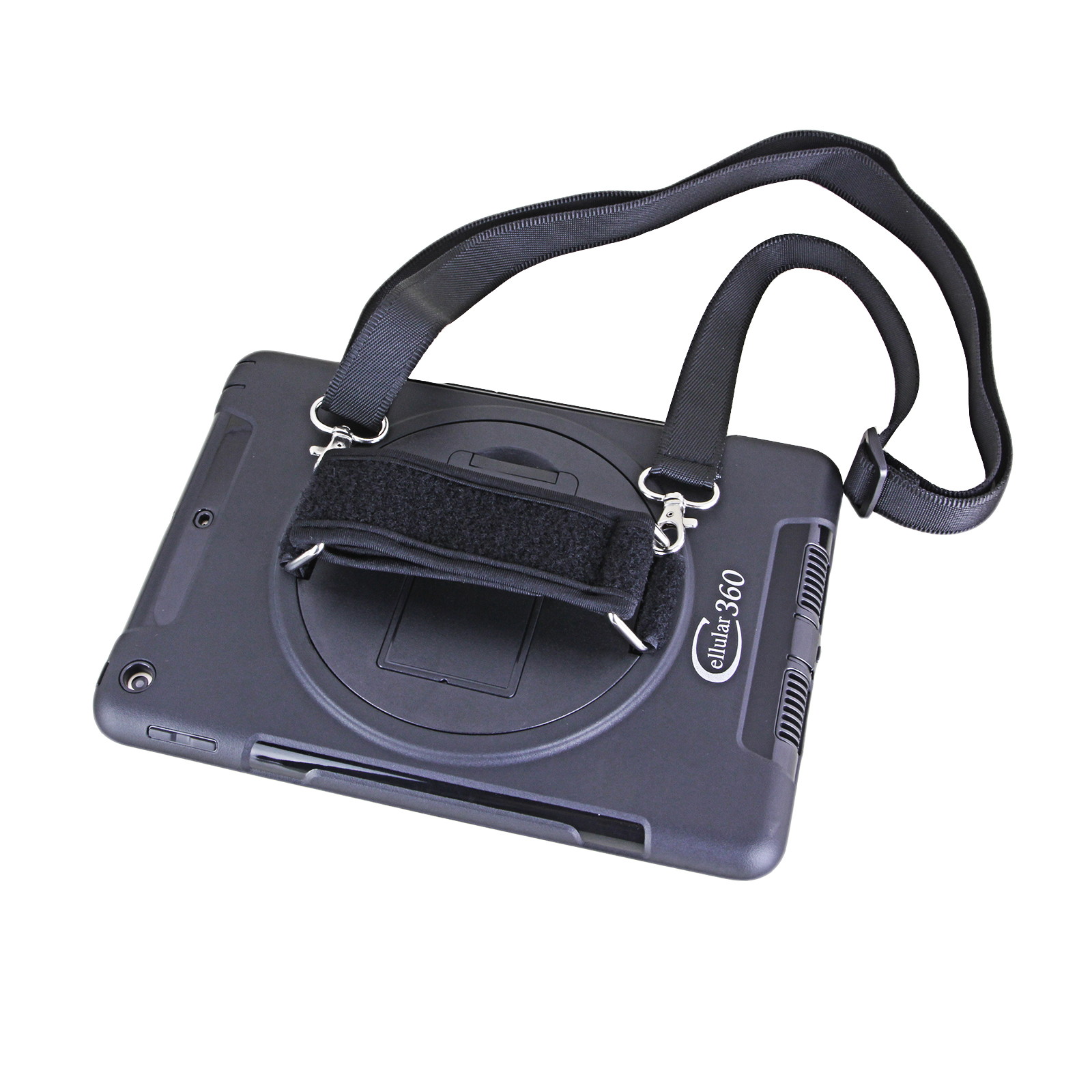 Cellular360 Apple iPad 9.7 2017 2018, iPad 5th Gen., iPad 6th Gen. Shockproof Case with 360 Degrees Rotatable Kickstand, Adjustable Handle and Shoulder Strap