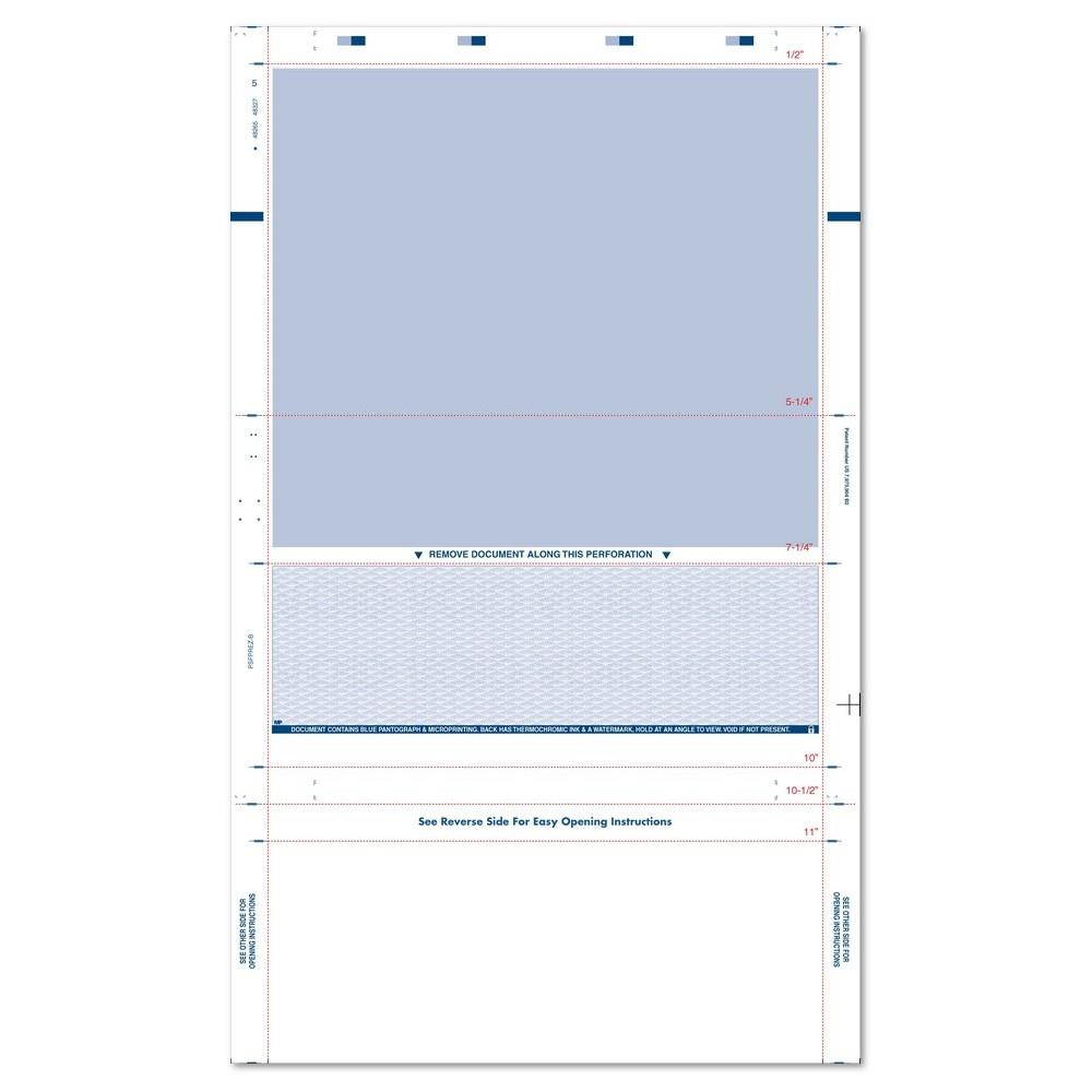 8-1/2" x 14" EZ Fold Check Blue (Box of 2000)