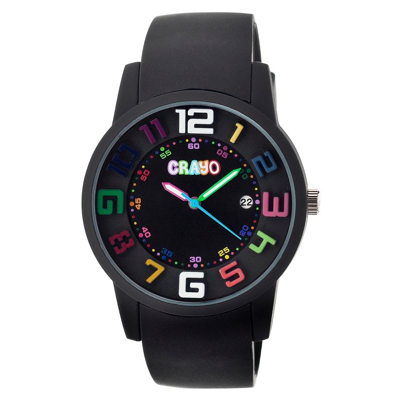 Women's Crayo Festival Watch with 3D Raised Numbers and Date Display-Black