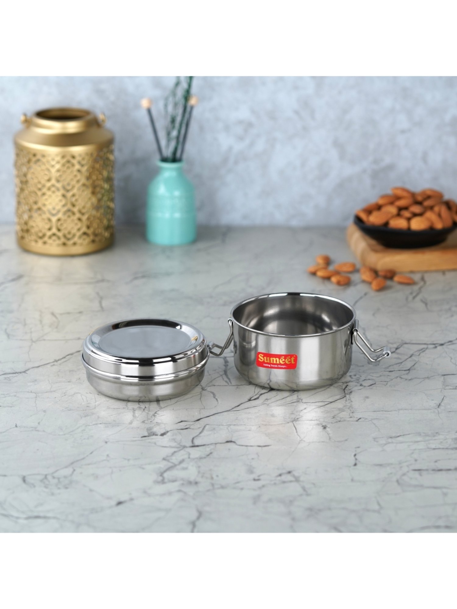 Milton Red Stainless Steel Small Tiffin Box - Set of 2