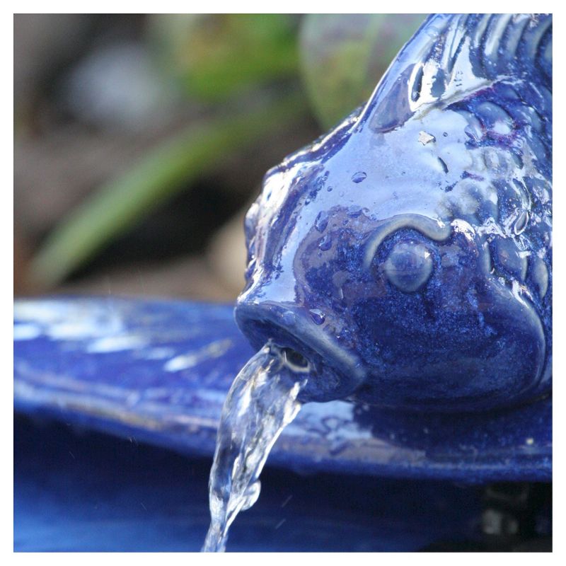 6.7" Ceramic Solar Koi Fountain - Smart Living