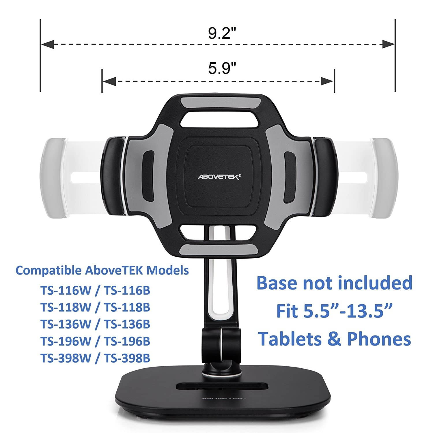 AboveTEK Bracket Tablet Holder for 5.5-13.5" Tablet & Phone (Holder Only), to Be Paired with Compatible AboveTEK Tablet Stand as Swivel Folding Clamp Mount for Kitchen Office Desk POS Kiosk Reception