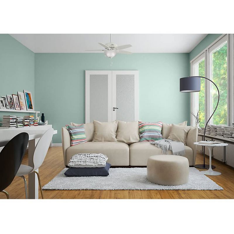 Hunter Fan Company 52134 Low Profile Traditional 44 Inch Indoor Home Ultra Quiet Ceiling Fan with Pull Chain and LED Lights, White