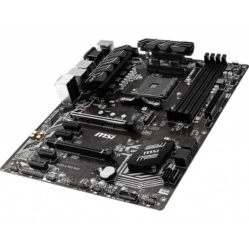 MSI B450-A Pro Max ProSeries AMD Ryzen 2nd and 3rd Gen AM4 M.2 USB 3 DDR4 D-Sub DVI HDMI Crossfire ATX Motherboard