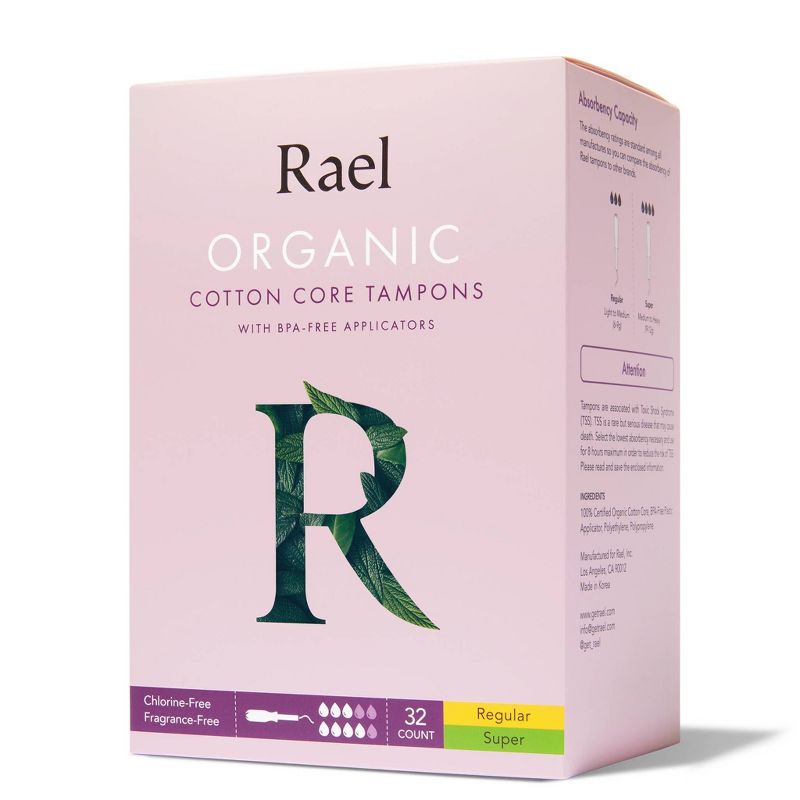 Rael Organic Cotton Regular & Super BPA-Free Applicator Tampons Duopack - 32ct