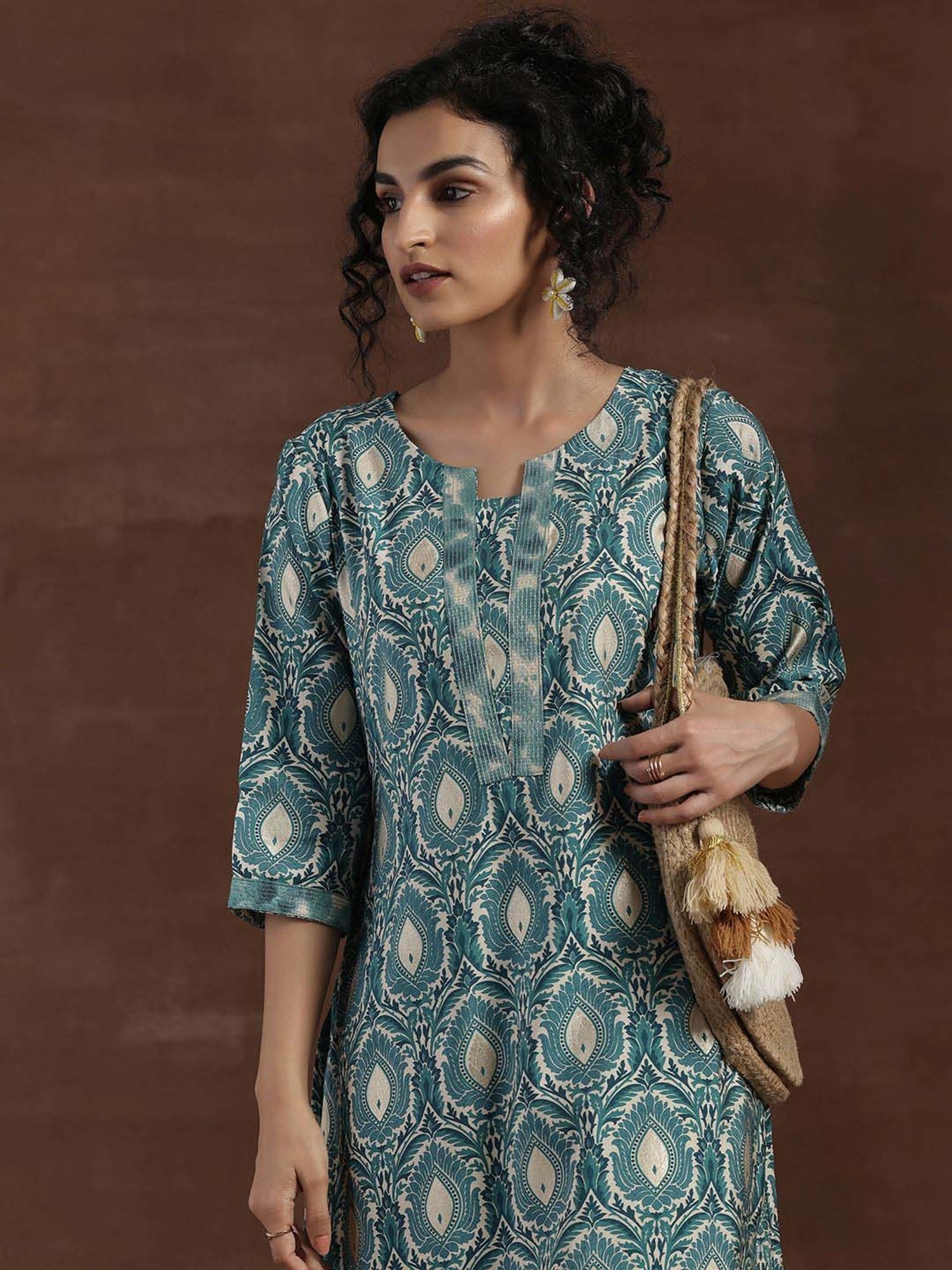 Libas Blue Printed Kurta Pant Set