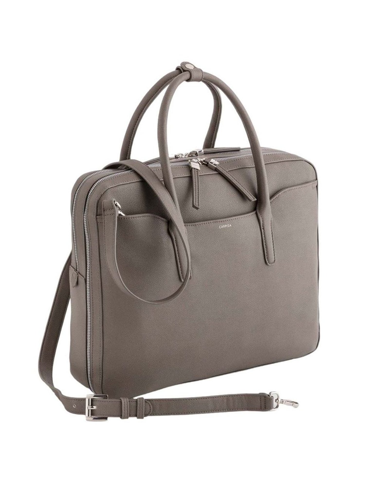 Carpisa New Mandy V2 Smoke Grey Faux Leather Solid Laptop Messenger Bag