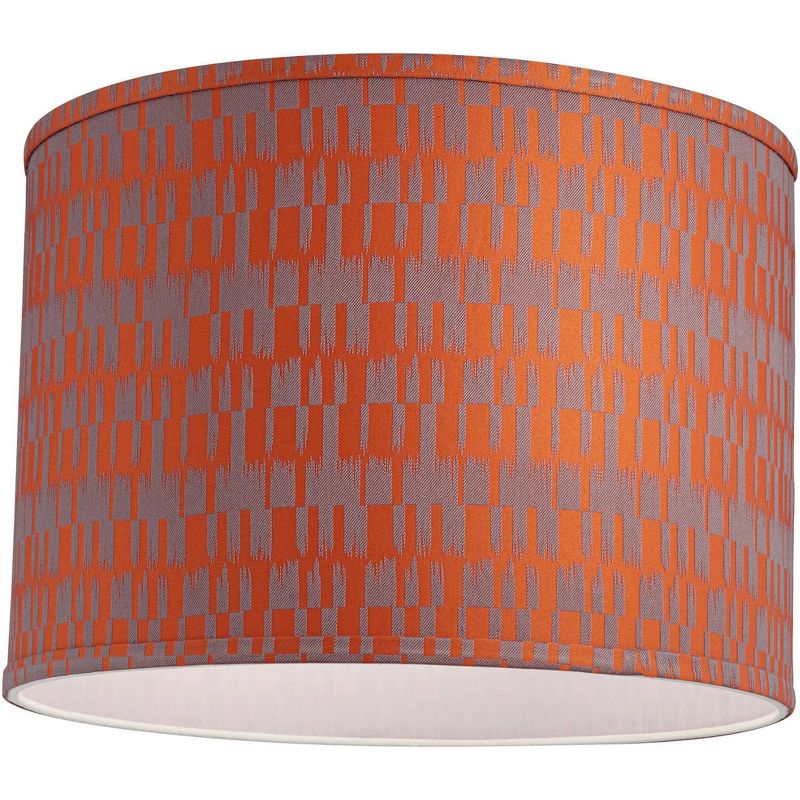 Springcrest Orange and Taupe Medium Drum Lamp Shade 15" Top x 15" Bottom x 11" High (Spider) Replacement with Harp and Finial
