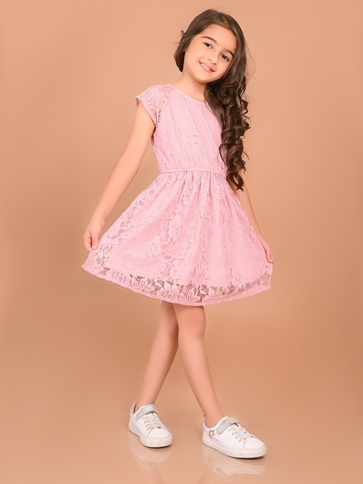 LilPicks Kids Pink Embroidery Dress