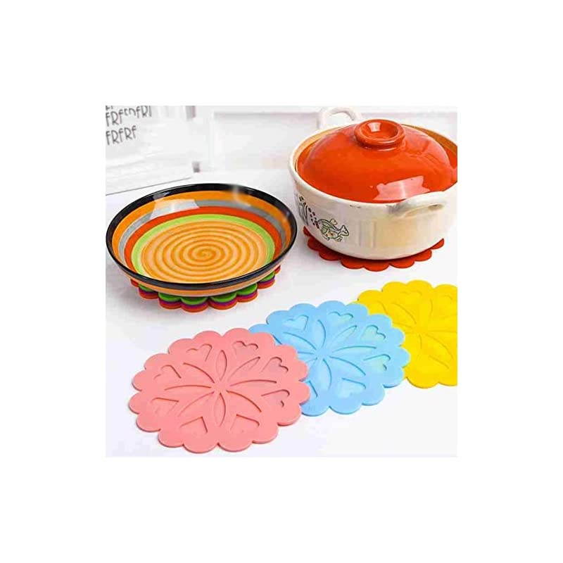 Lid and Spoon Rest.Folding Bamboo Pot lids Holder.Simple Bamboo Lid Rack.Spoon Rest Shelf Foldable (Silicone Trivet Lid and Spoon Rest - 5pack)