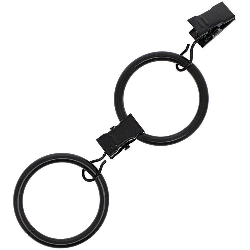 Juvale 36 Pack Black Curtain Rod Rings with Clips for Window (2.6 inches)