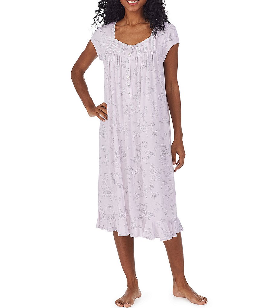 Eileen West Floral Printed Knit Waltz Gown