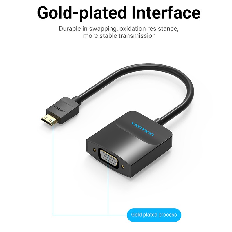 Vention HDMI to VGA Adapter HDMI Male to VGA Female 1080P Digital to Analog Video Audio for Laptop Tablet HDMI to VGA Converter for Xbox 360 PS3 PS4 PC Laptop TV Box Projector