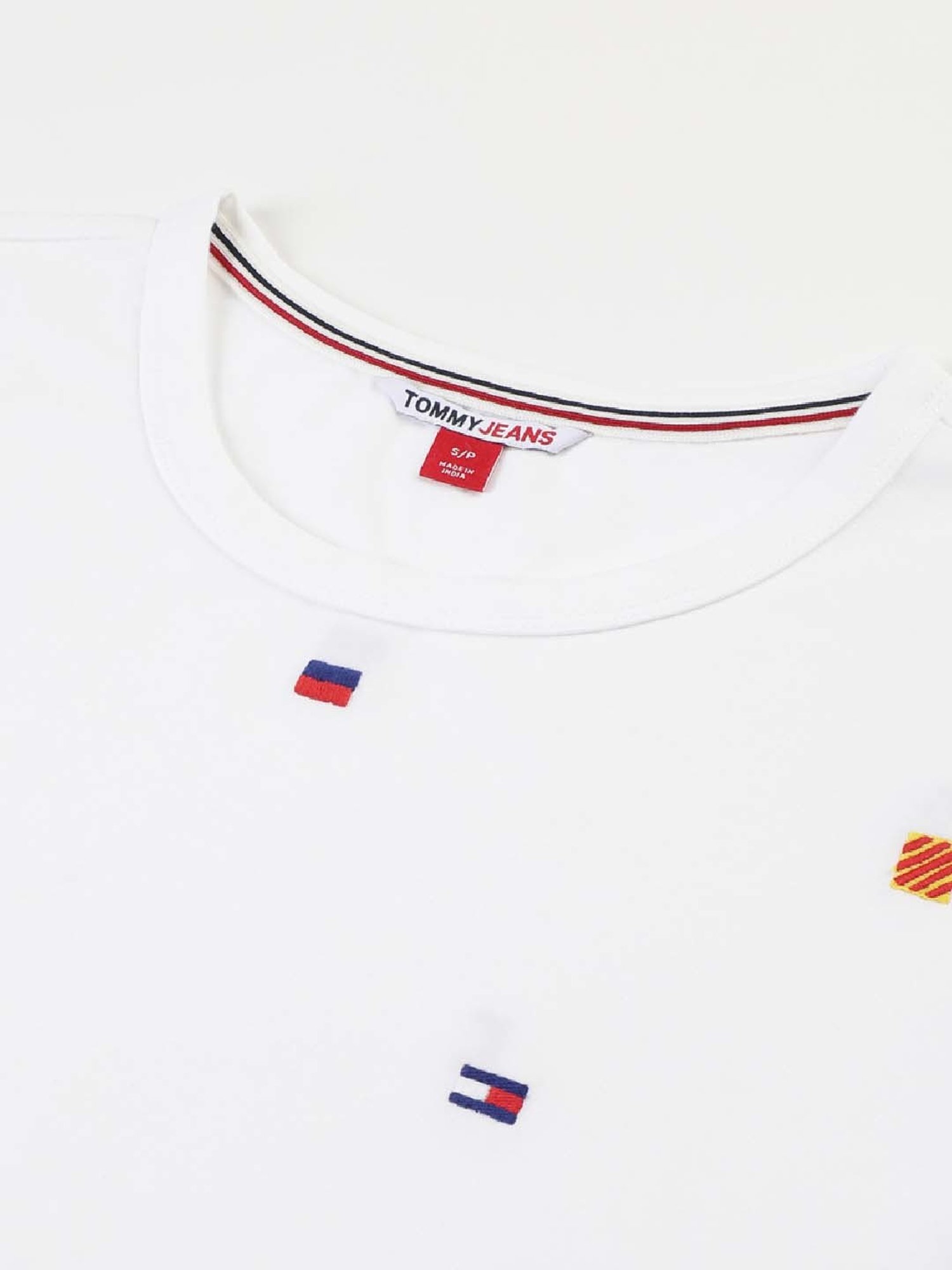 TOMMY HILFIGER White Cotton Embroidered T-Shirt