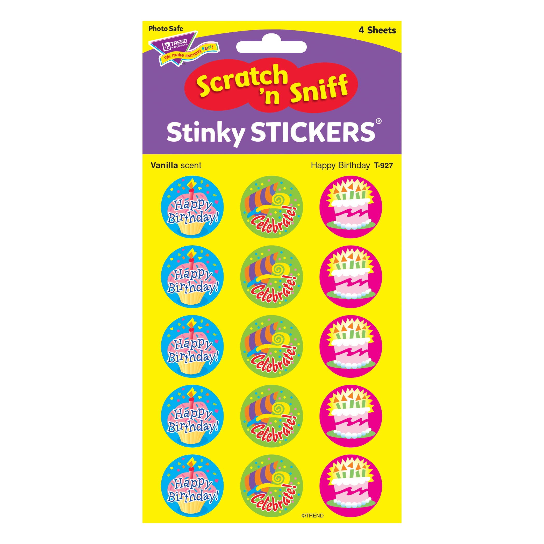 TREND ENTERPRISES INC. T-927 STINKY STICKERS HAPPY BIRTHDAY
