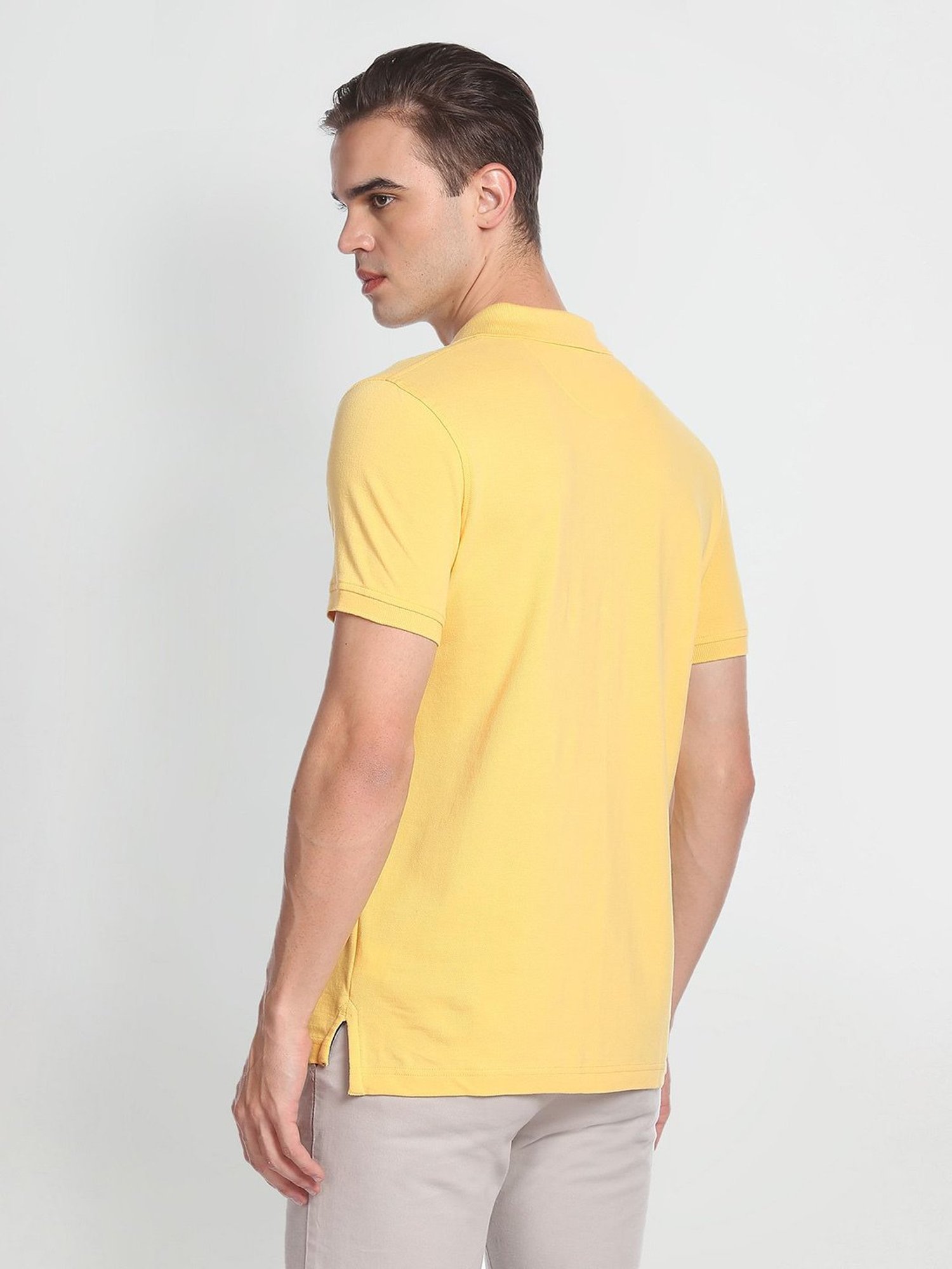 Arrow Sport Yellow Regular Fit Cotton Polo T-Shirt