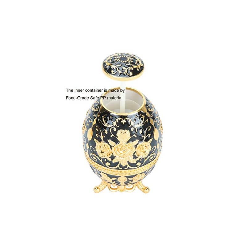 Gorgeous Automatic ToothpicHolder with Bottle Opener, Hand Press Retractable Retro ToothpicDispenser Toothpicks Case Can Box Container for Kitchen Home Restaurant (Shiny Black- Gold Rose)