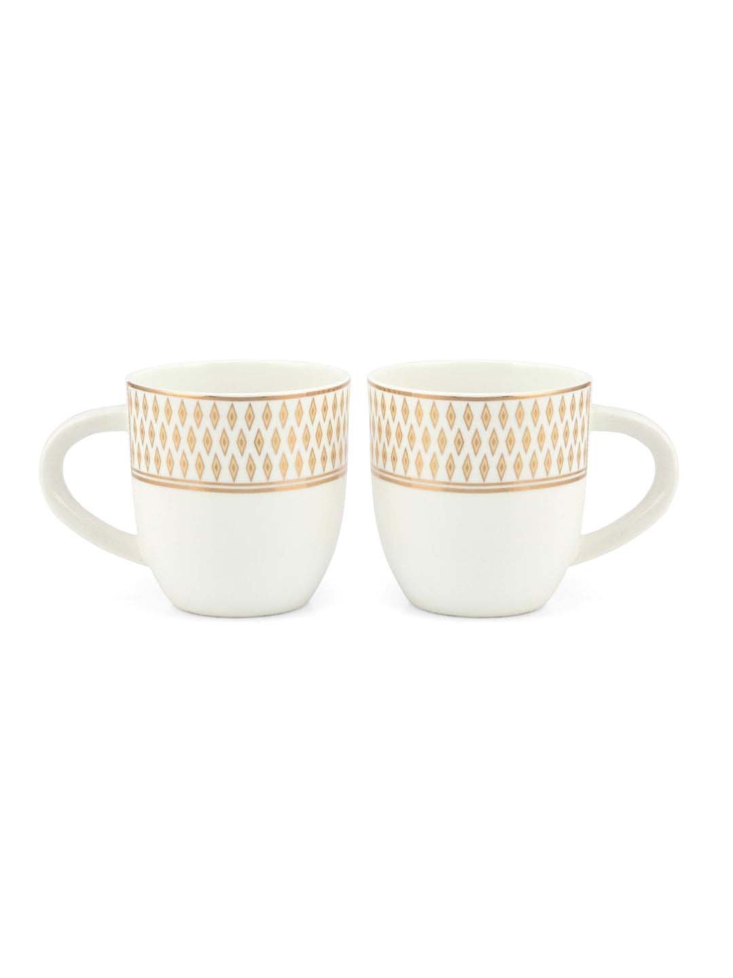 JCPL White & Beige Ceramic Coffee Mug (0.18 L) - Set of 6