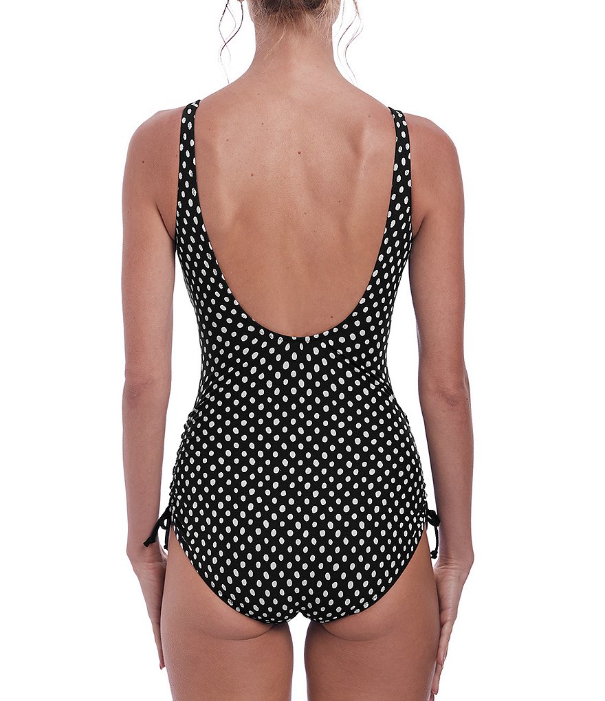 Fantasie Santa-Monica Polka Dot Underwire Bra Sized Adjustable Leg One Piece Swimsuit