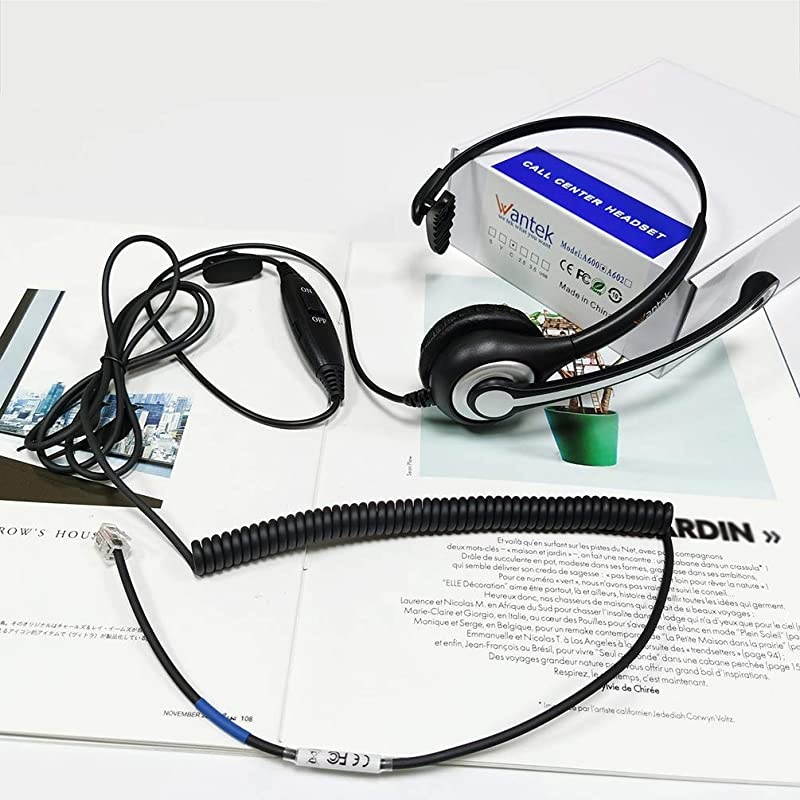 Corded Telephone RJ9 Headset Monaural with Noise Canceling Microphone for Call Center Telephone Systems with Plantronics M10 M12 M22 MX10 Amplifiers or Cisco 7942 7971 Office IP PhonesF600C1