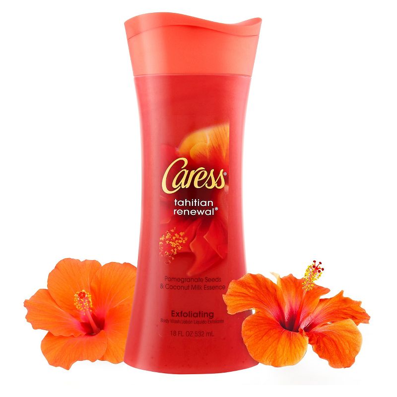 Caress Tahitian Renewal Pomegranate & Coconut Milk Scent Exfoliating Body Wash Soap - 18 fl oz