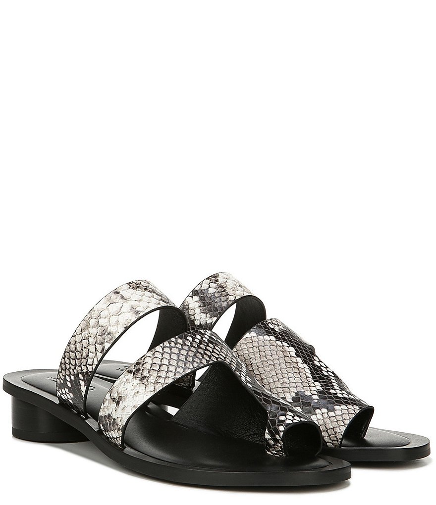 Sarto by Franco Sarto Trixie Snake Print Leather Toe Ring Slide Sandals