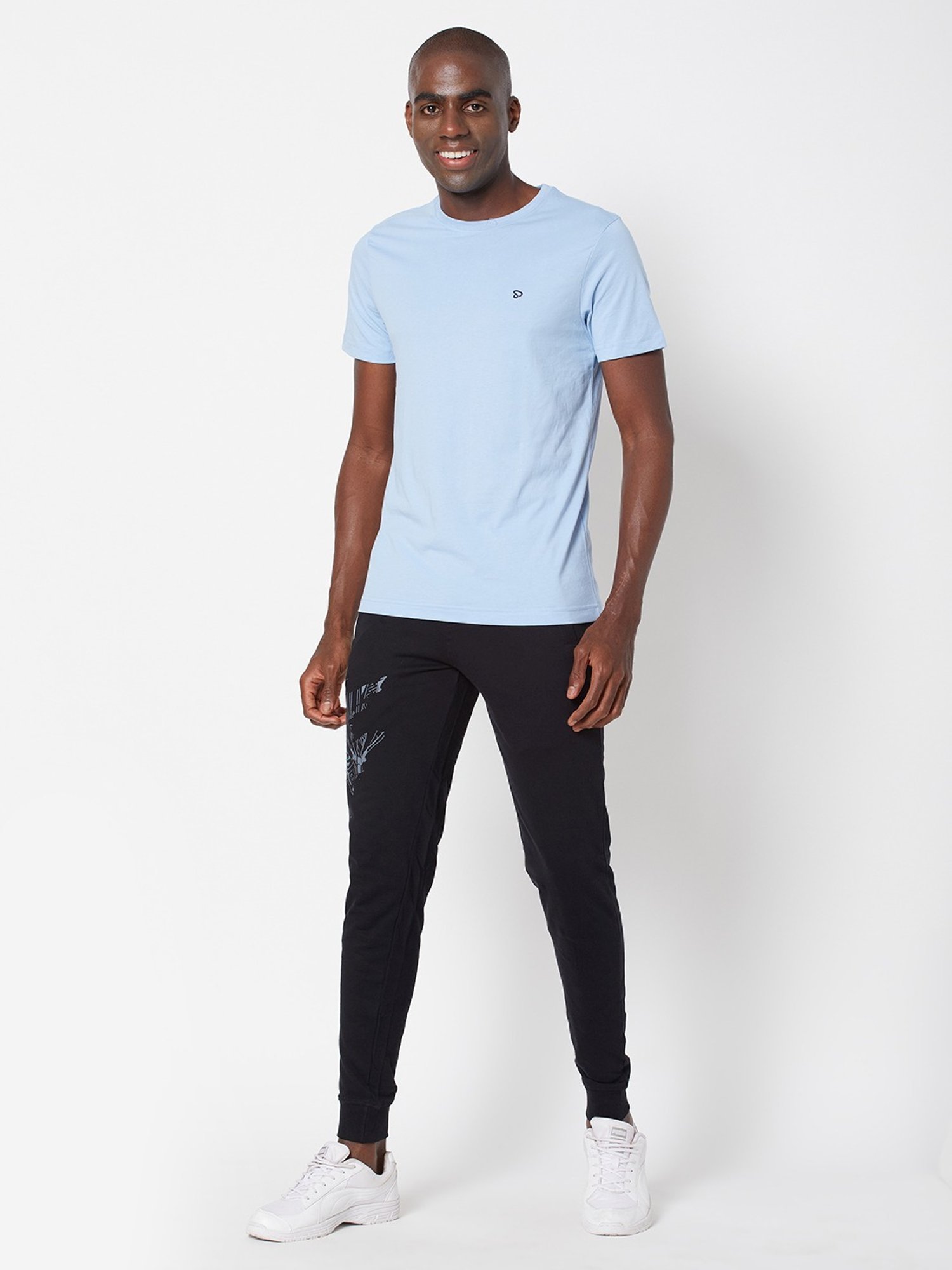 Sporto Sky Blue Regular Fit T-Shirt
