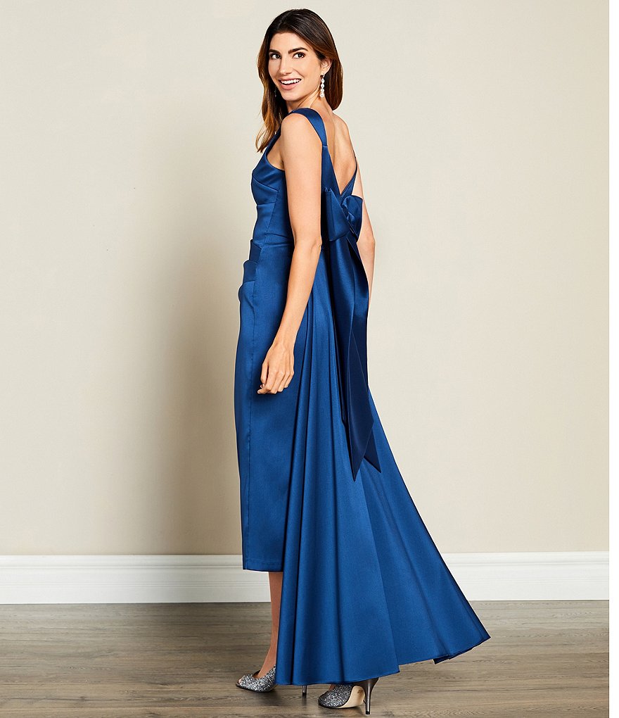Aidan Mattox Stretch Mikado V-Bow Back Gown