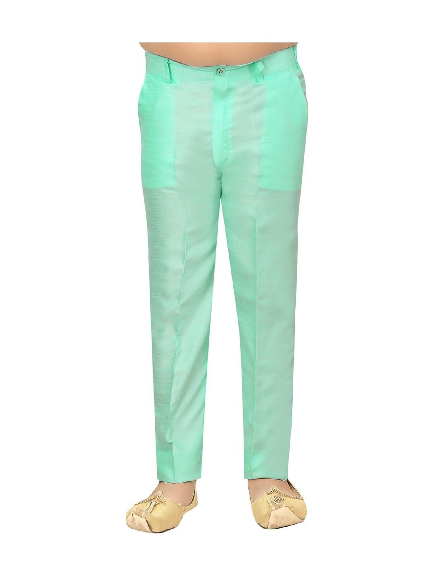 Ahhaaaa Kids Aqua Green Cotton Printed Full Sleeves Kurta Set