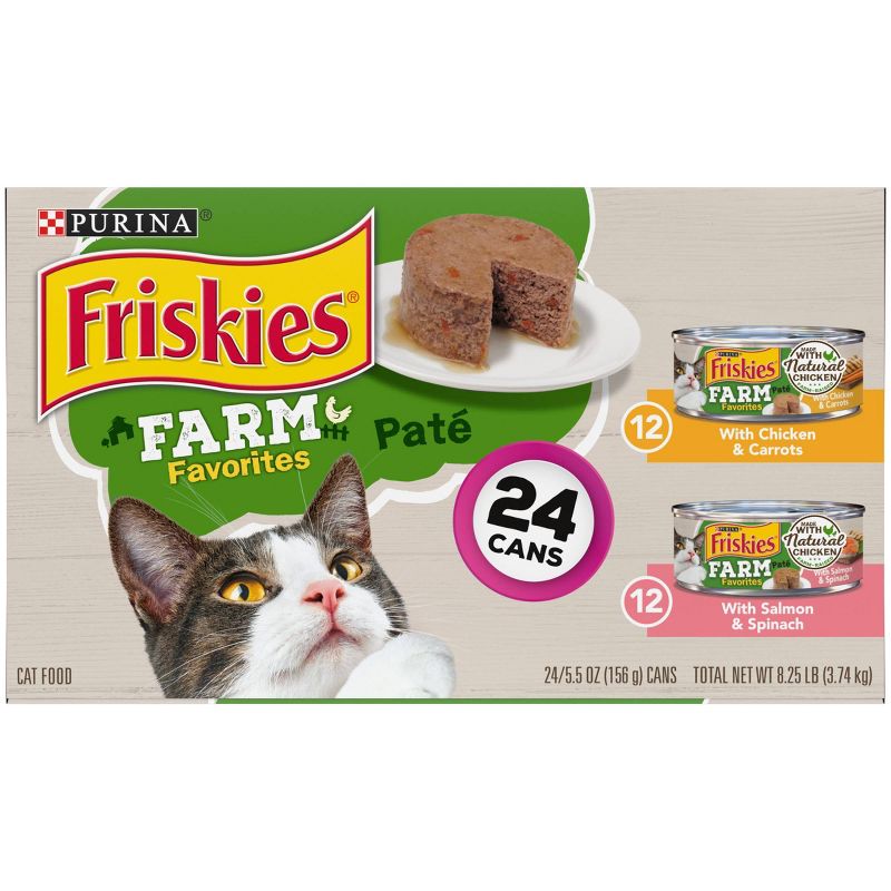 Purina Friskies Paté Wet Cat Food Farm Favorites with Chicken & Salmon - 5.5oz/24ct Variety Pack
