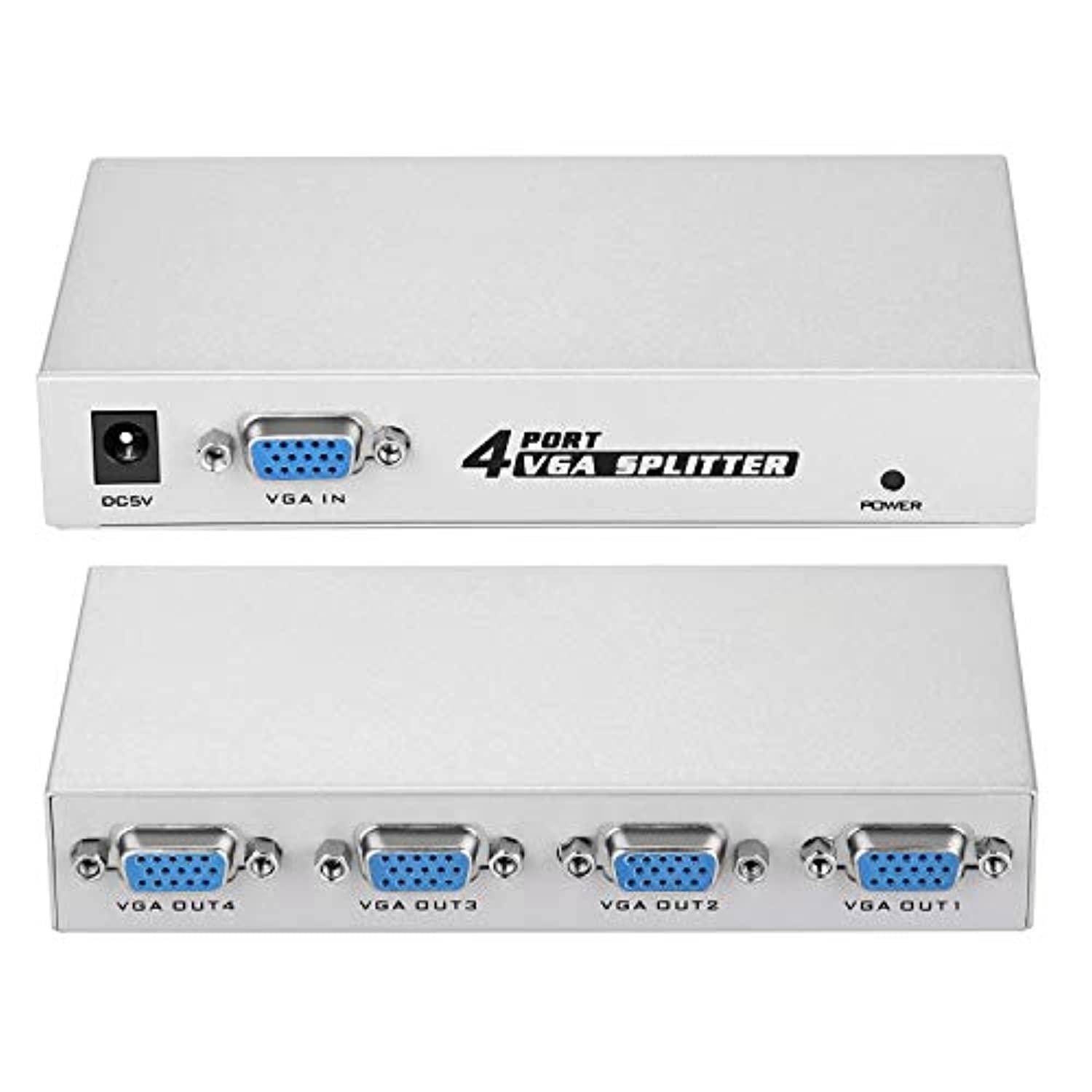 image 1 pc to 4 monitors splitter box vga/svga lcd crt 4 port video