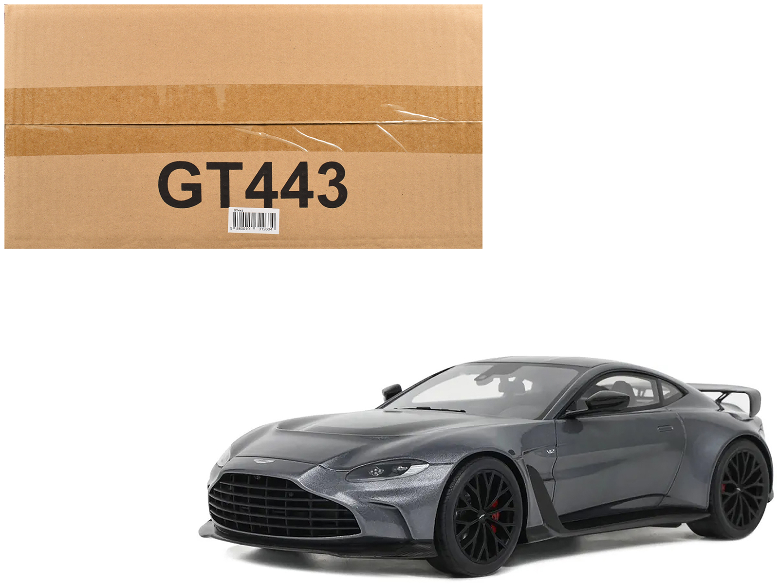 Aston Martin V12 Vantage RHD (Right Hand Drive) Scorpus Red with Black Top and Carbon Hood 1/18 Model Car by Top Speed