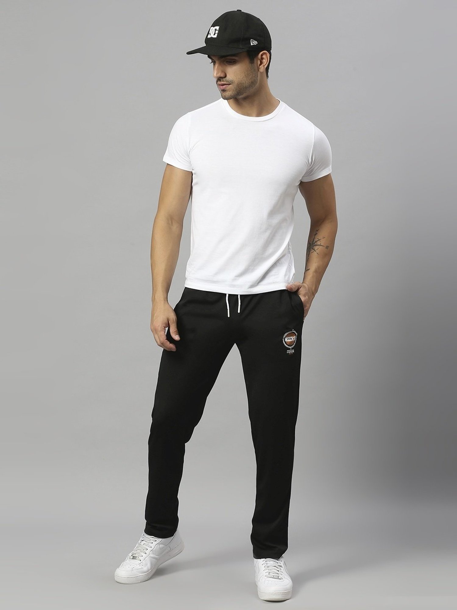 Fitz Black Slim Fit Sports Trackpants