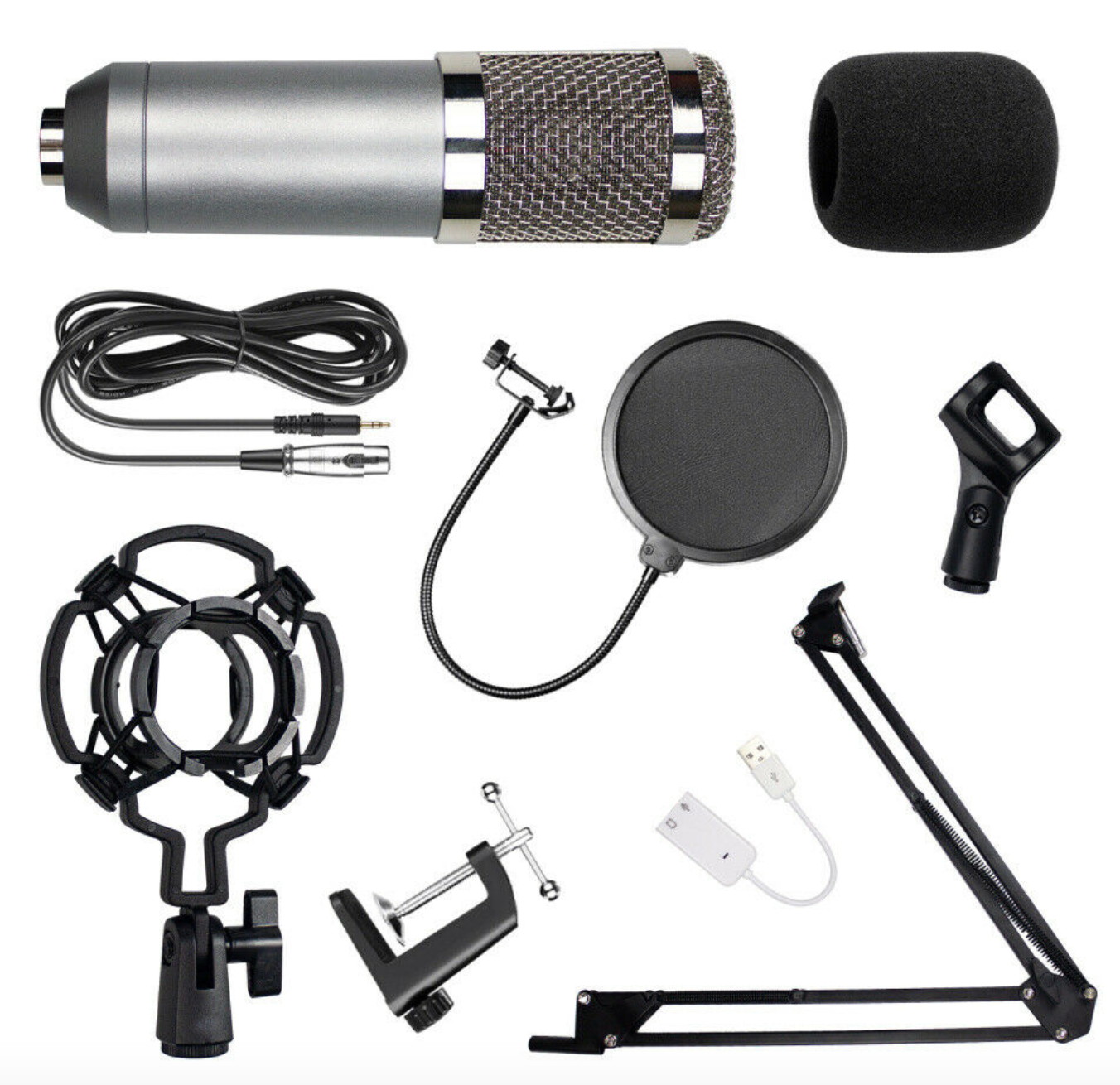 gold--BM800 Professional Suspension Microphone Kit Studio Live Stream Broadcasting Recording Condenser Microphone Set