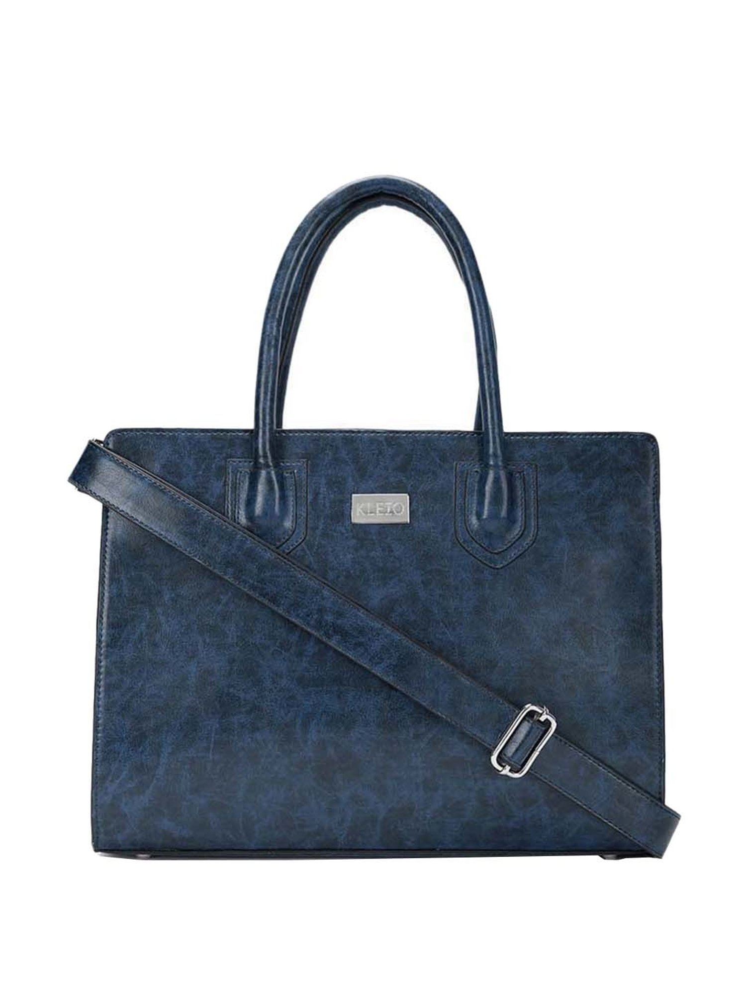 KLEIO Navy Solid Medium Tote Handbag