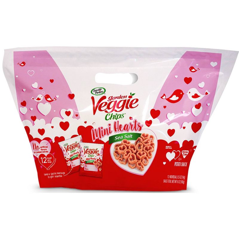 Sensible Portions Sea Salt Valentine Exchange Mini Hearts Garden Veggie Potato Snack - 12ct