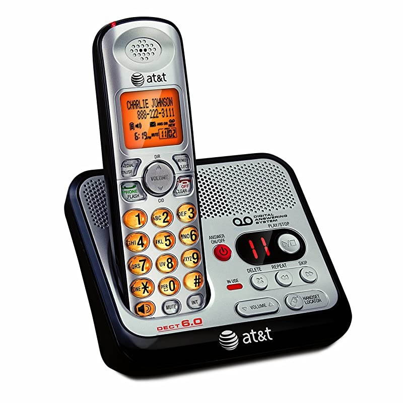 EL52100 DECT 60 Cordless Phone with Digital Answering System and Caller ID Handset Speakerphone WallMountable SilverBlack