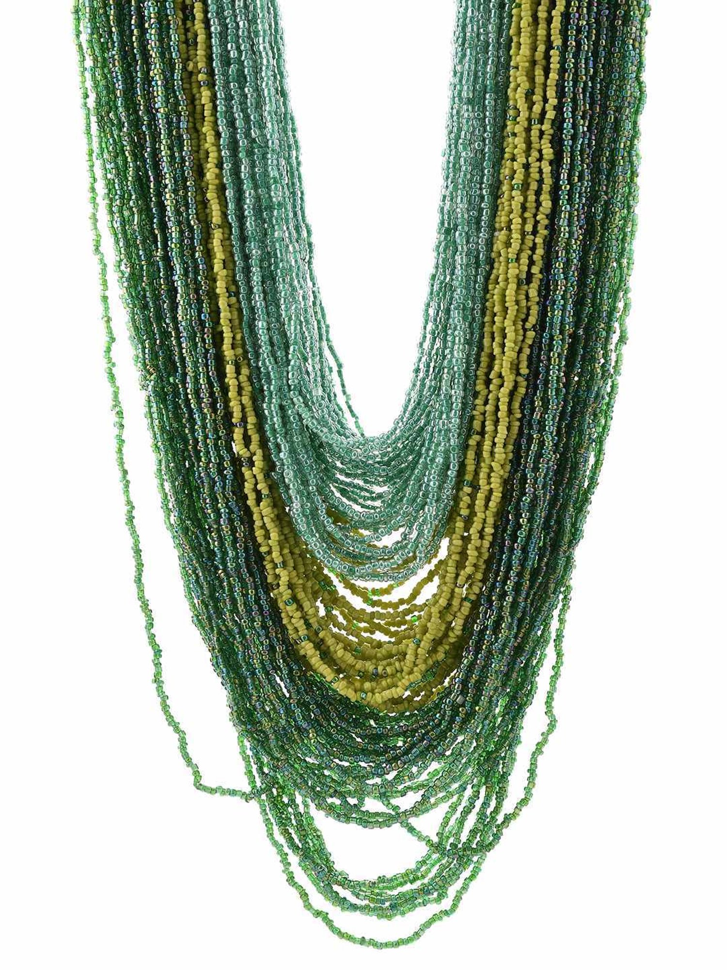 Imli Street Green Long Beaded Necklace