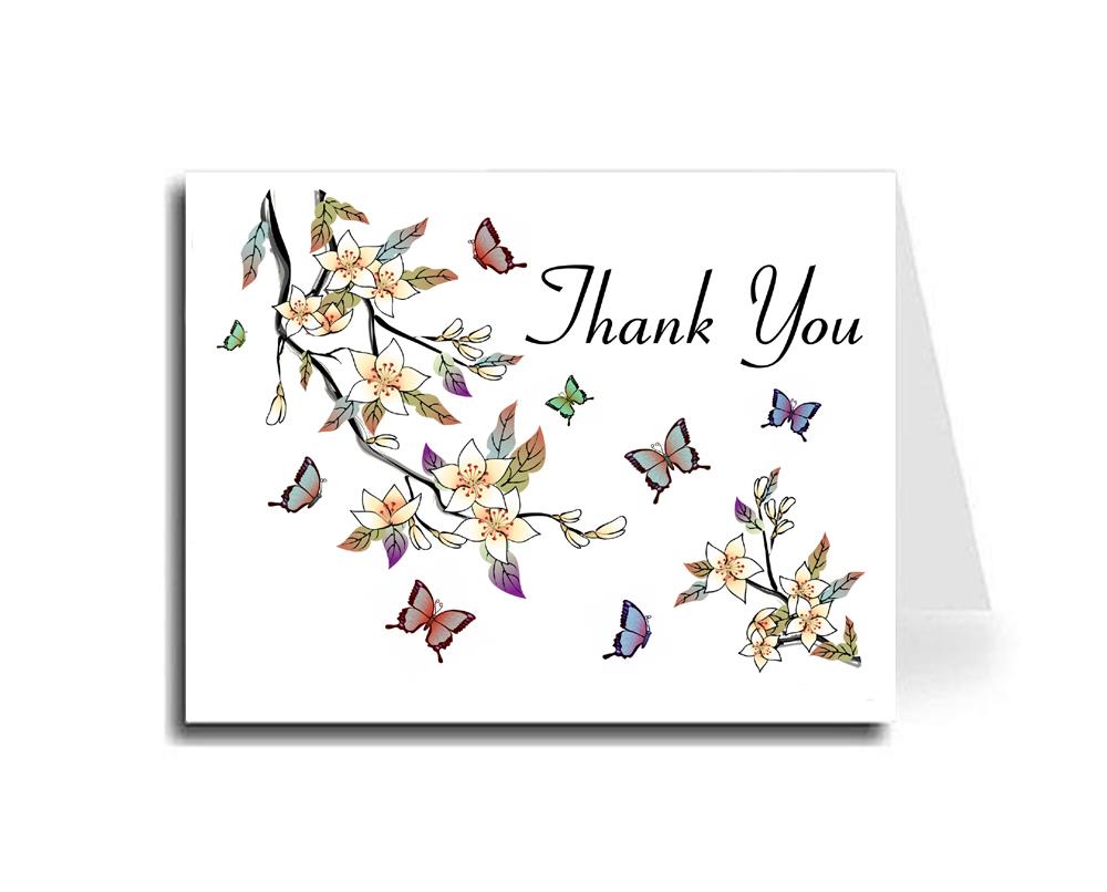 Artisan Decor Elegant Butterflies Thank You Card Set of 30 (Connecticut Font)