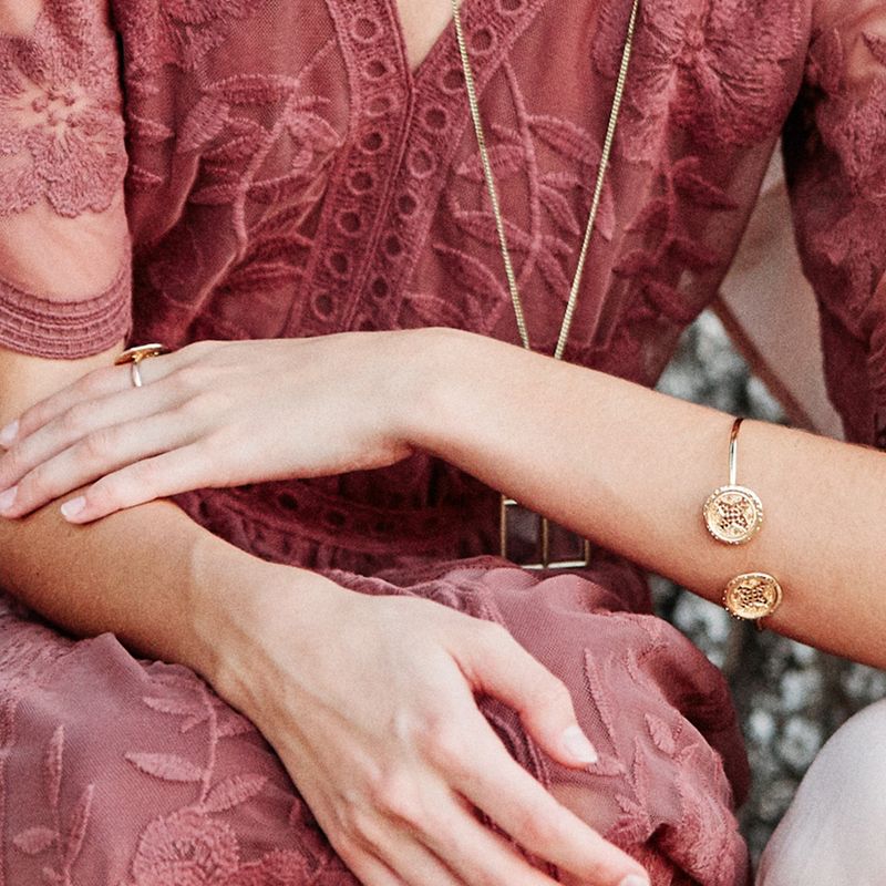 Sanctuary Project Round Rosette Medallion Coin Cuff Bracelet Gold