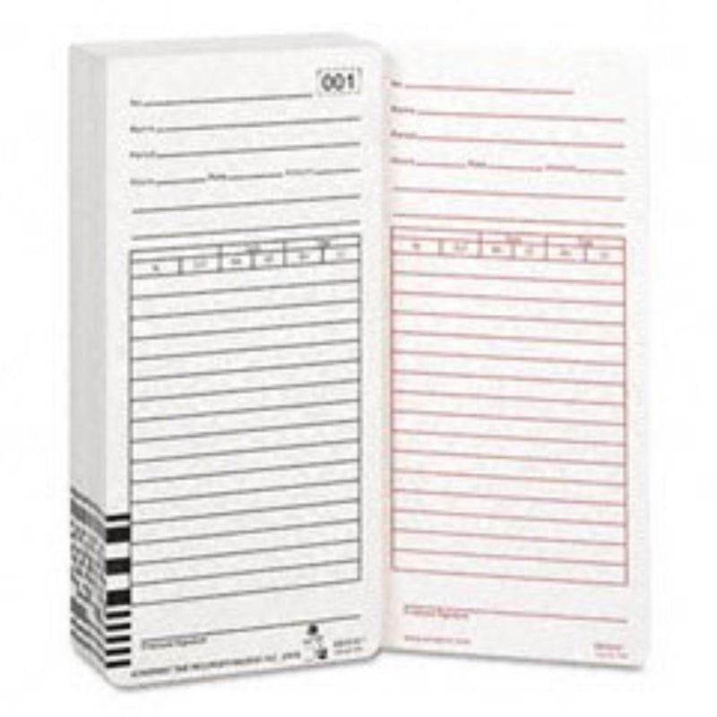 time cards for es1000 electronic totalizing payroll recorder, 100 per pack acpes1010