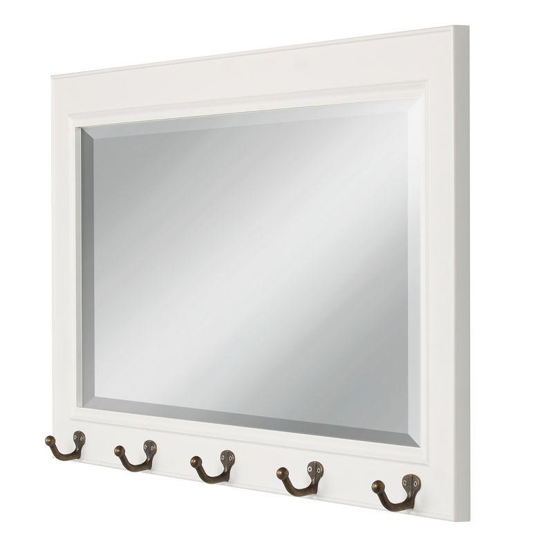 36" x 18" Pub Mirror with Metal Hooks White - DesignOvation