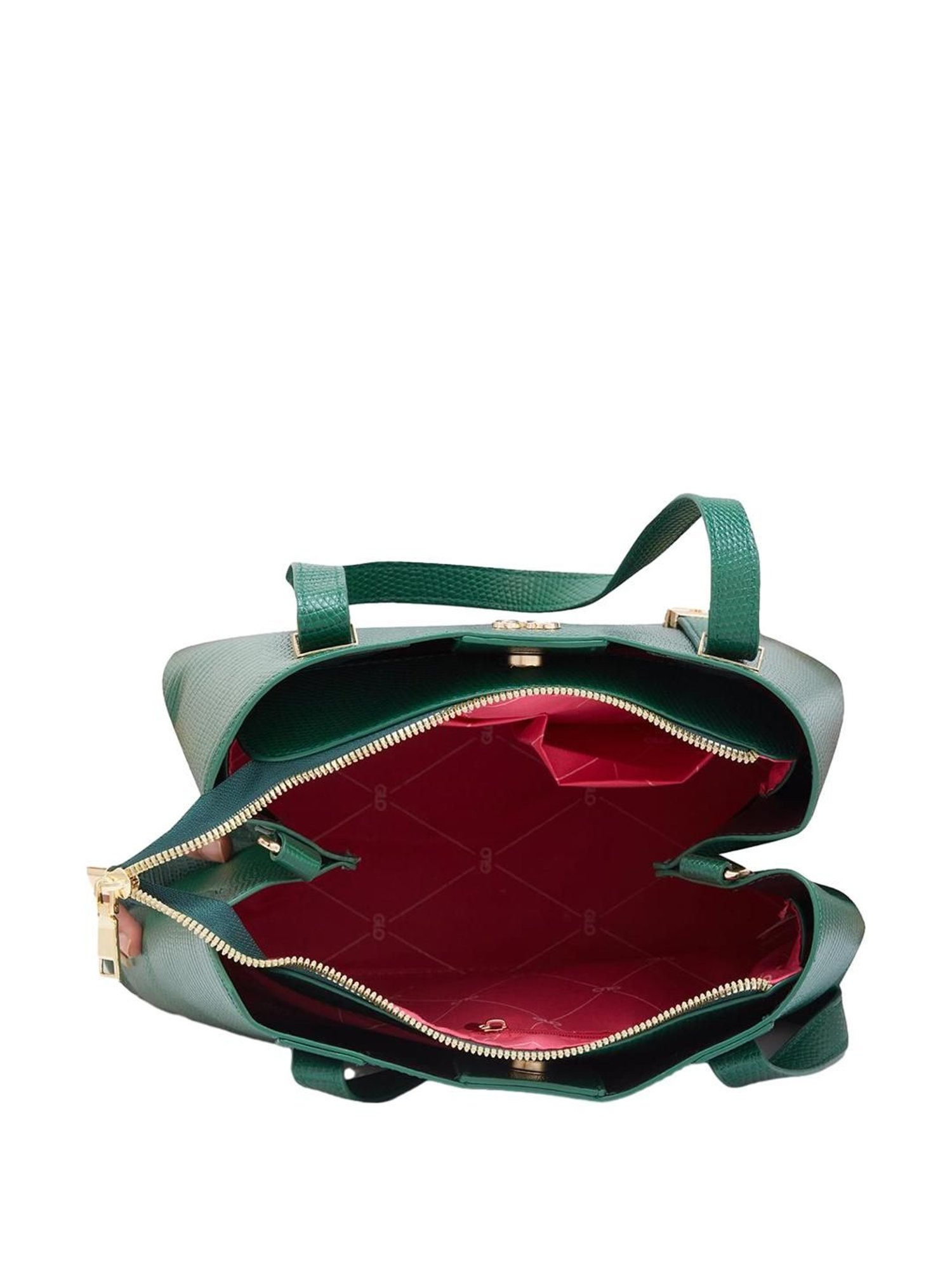 Globus Forest Green Textured Medium Handbag