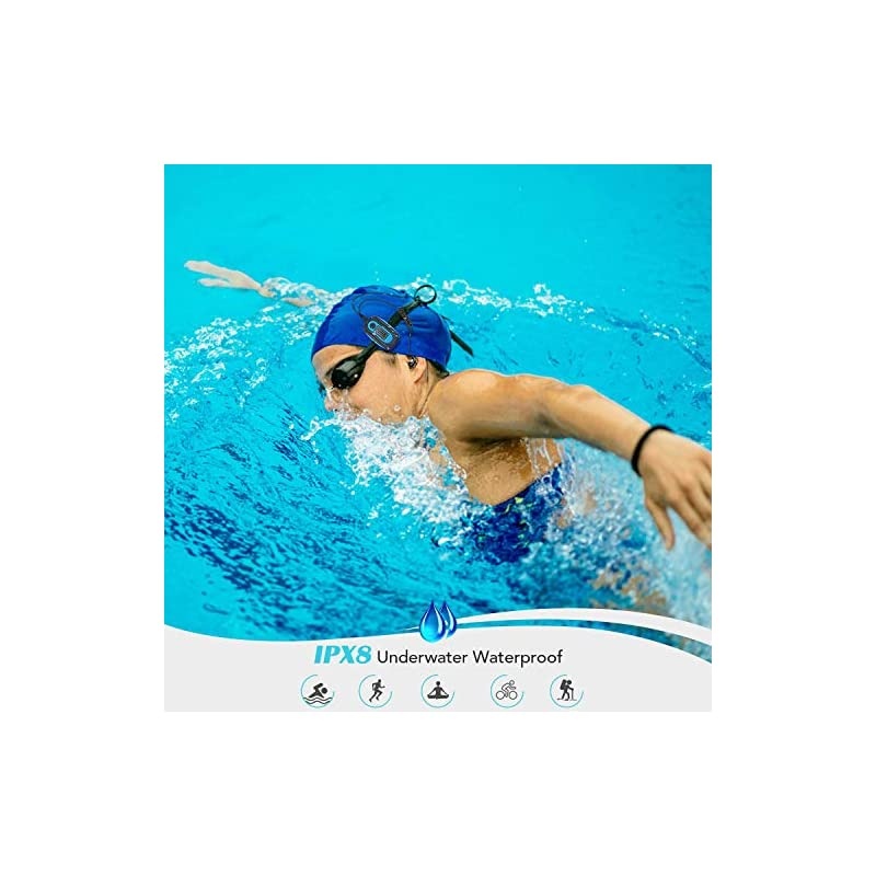 Swimming MP3 Player with Clip,  8GB IPX8 Waterproof Music Player with Headphones for Running Sports, S07E Music Player Shuffle