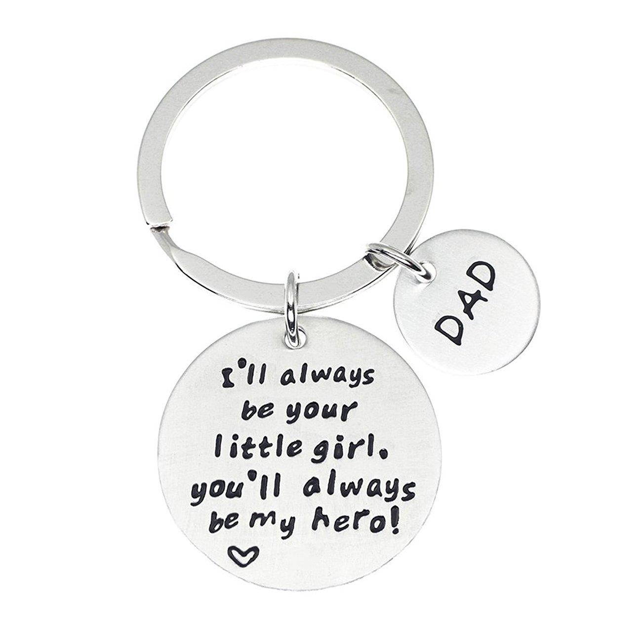 XYBAGS Keychain Gifts for Dad Father, Father's Day Gift Idea from Wife Daughter Son Kids, I'll Always Be Your Little Girl