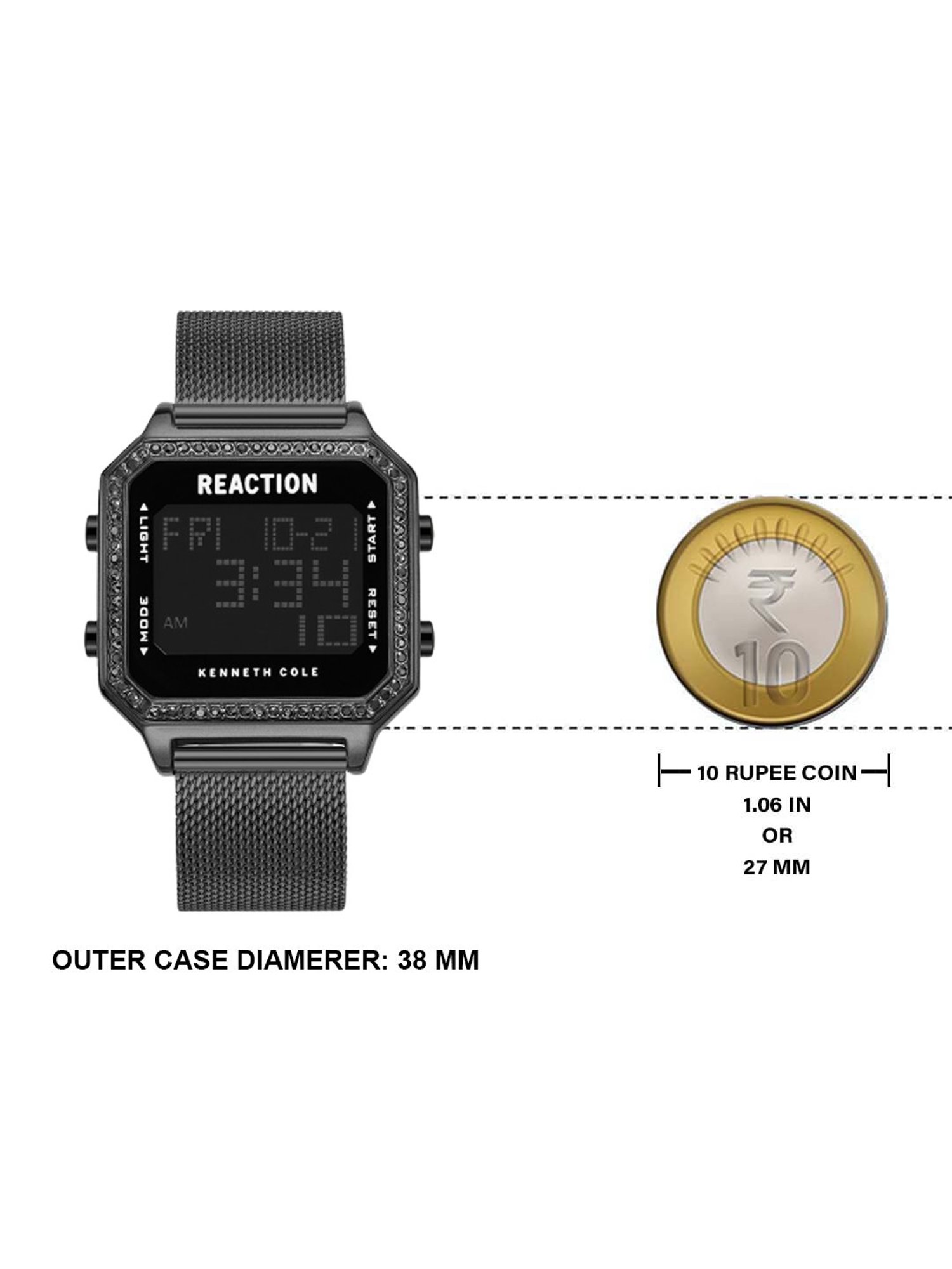 REACTION KENNETH COLE  Digital Stainless Steel Strap Watch for Women's  - KRWGJ9007901